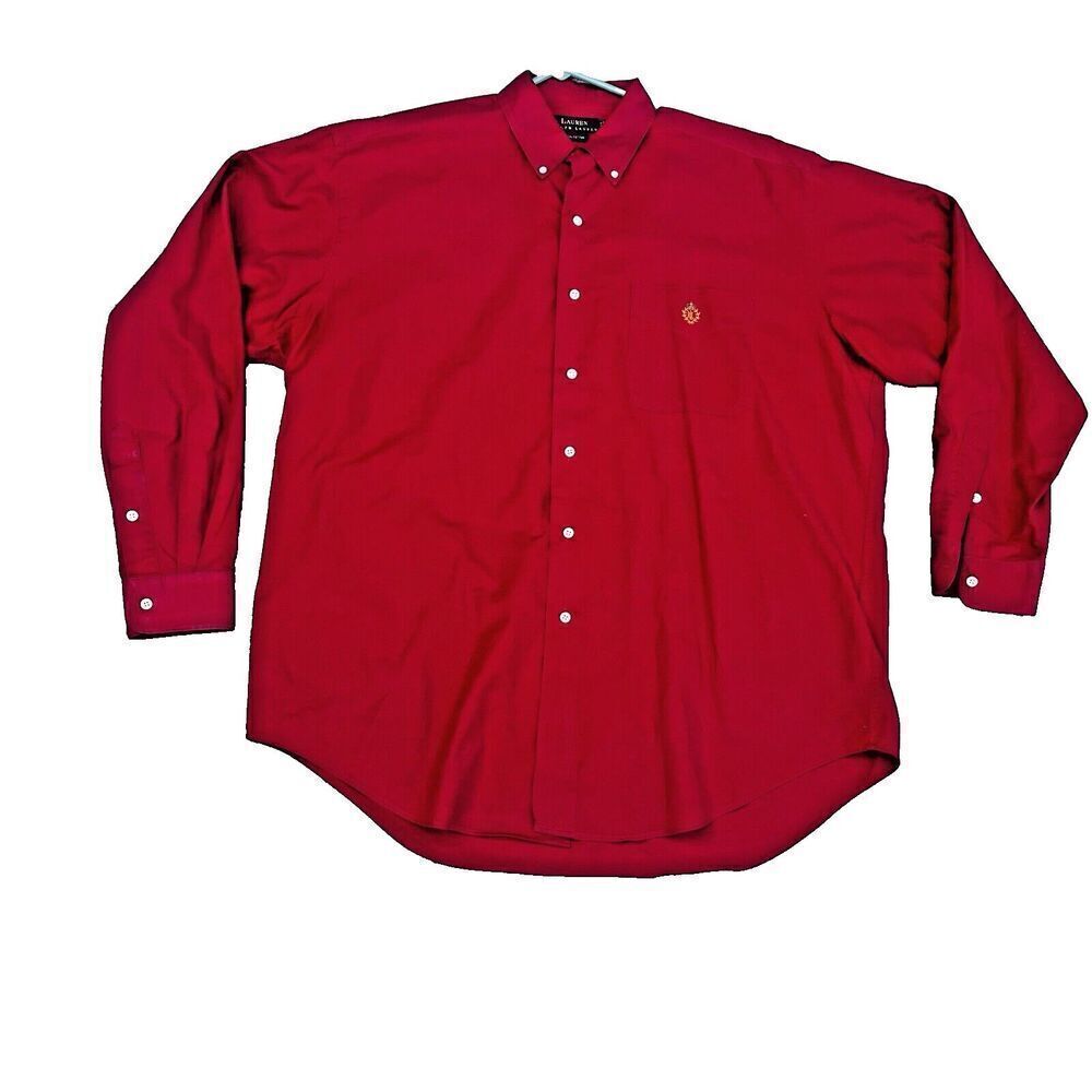 Mens Lauren Ralph Lauren Blake Button Down Shirt  Red Thick Long Sleeve Sz L
